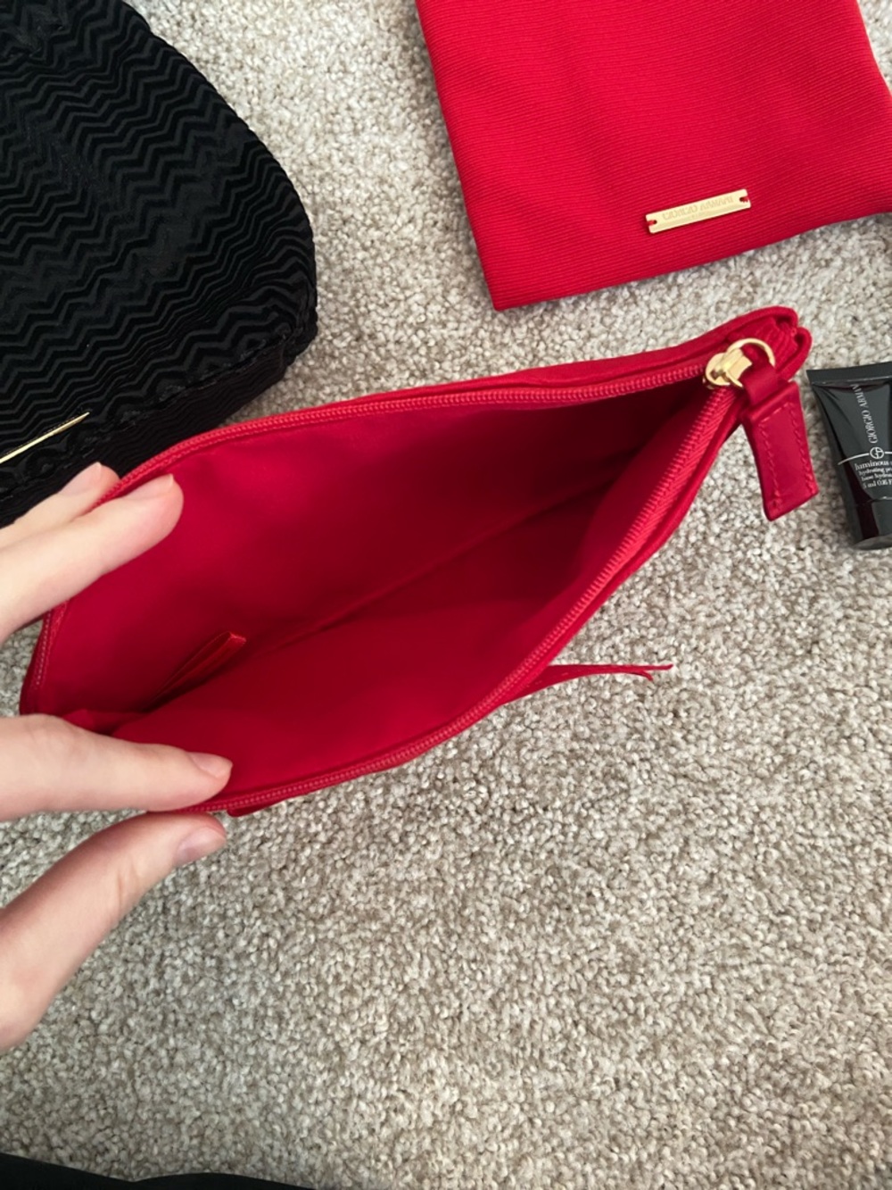 Giorgio Armani Bundle! Red & Black Logo Pouch Set, primer, eye cream, eye tint❤️ - Picture 5 of 12